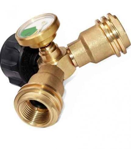 Propane-Tank-Y-Splitter-Tee-Solid-Brass--with-Gauge-QCC1-Type1-and-2-Female-QCC-1