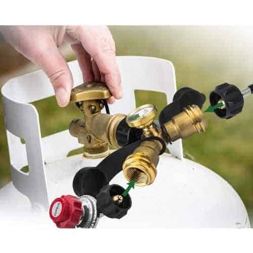 Propane Tank Y Splitter Tee Solid Brass with Gauge QCC1 Type1 and 2 Female QCC 5