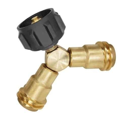 Propane Tank Y Splitter Tee Solid Brass with QCC1 Type1 and 2 Female QCC 1